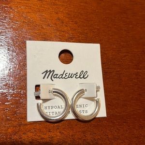 Madewell Silver Chunky Small Hoop Earrings. New, never worn. Hypoallergenic.